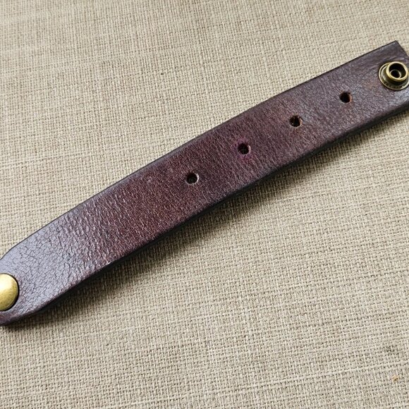 Tandy Genuine Leater Bracelet Handmade Brown Wrist Band Size 6.5 inches - Picture 7 of 10